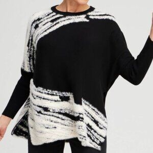 NWT Gorgeous Chico's Cashmere Blend Sweater Jacquard Poncho S/M